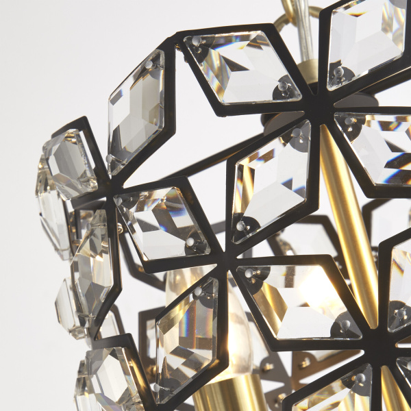 Searchlight IRIS Hanglamp 2 Lichts Kristal Zwart Messing-31427