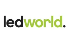 LEDWORLD logo in zwart en groen met punt aan het einde