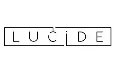 Lucide logo in zwarte letters met strakke omlijning