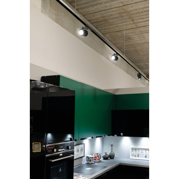 Zwarte Kanlux railspot GU10, kantelbaar, 3 fase.