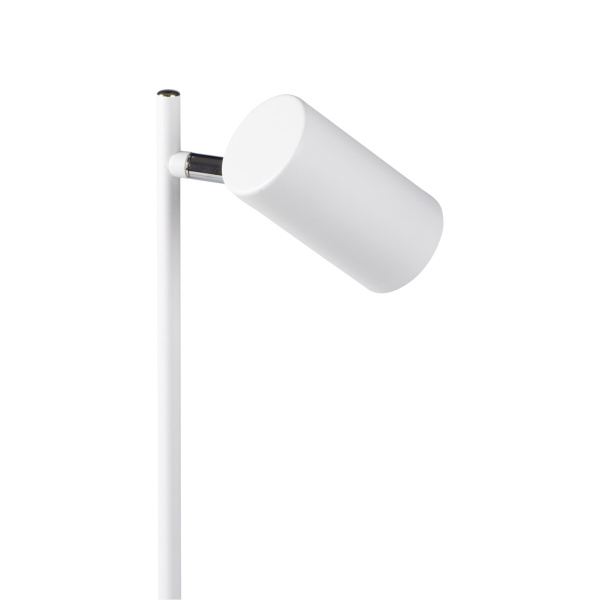 35785_4 Witte bureaulamp met cilindervormige verstelbare lampenkap en metalen arm.