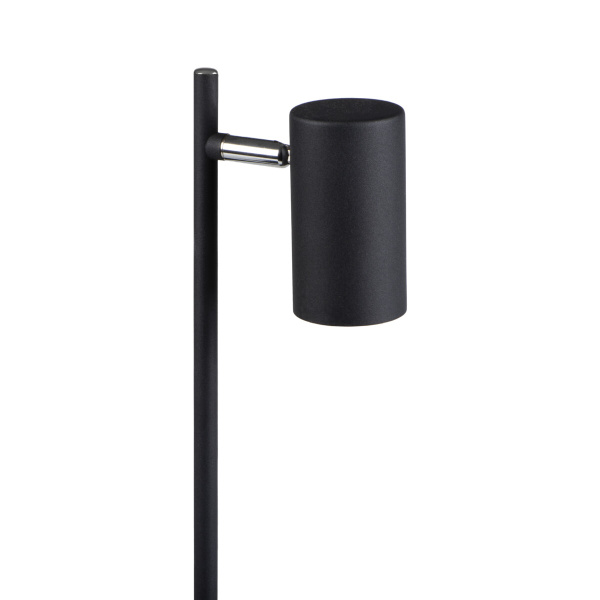 Zwarte metalen bureaulamp met cilindrische verstelbare lampenkop.