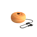 Ronde houten tafellamp E27 fitting met zwart snoer en stekker