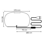 Calex ronde houten tafelarmatuur E27 maat tekening met kabelafmetingen