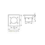 Kanlux Gordo grondspot LED vierkant maat tekening met afmetingen