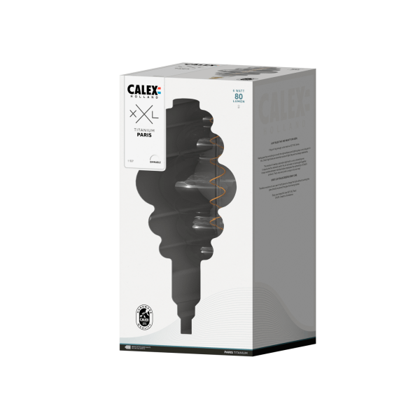 Calex XXL Paris LED lamp titanium E27 6W dimbaar verpakking