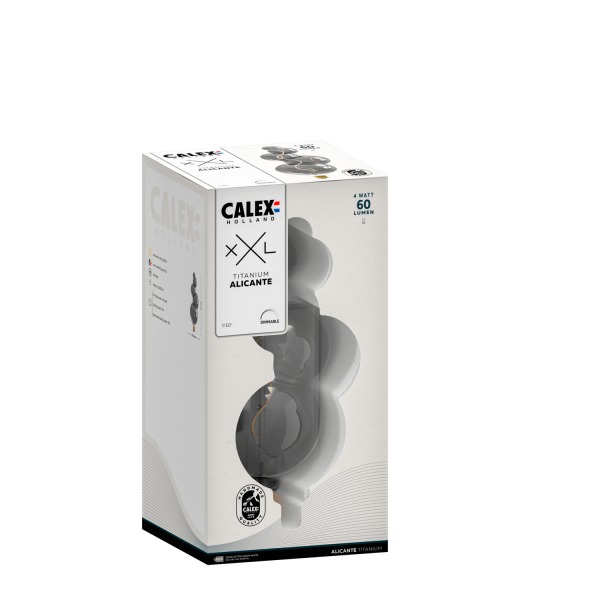 Calex XXL Alicante ledlamp titanium E27 4W dimbaar in verpakking