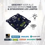Inbouw WiFi LED dimmer zwart 0-250W met aansluitpunten en merklogo EcoDim