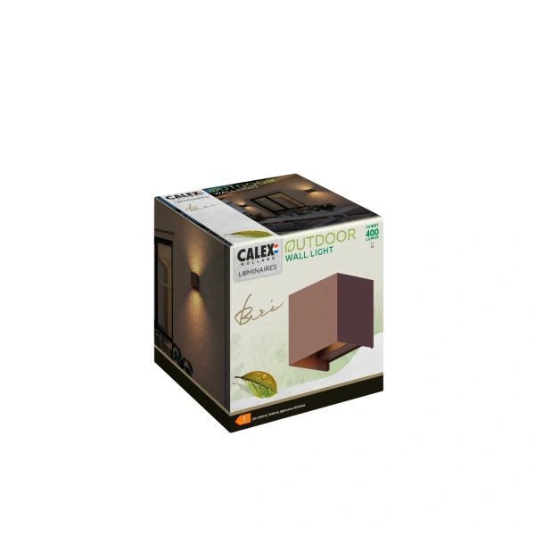 Calex buiten wandlamp kubus roestkleur up and downlight