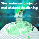 Sterrenhemel projector met groene lichtprojectie en witte behuizing