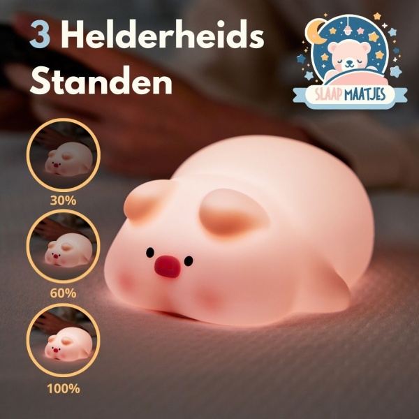 Kinder Nachtlampje Varkentje met Aanraaksensor - Slaap Maatjes - Afbeelding 3