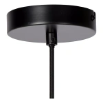 Zwarte metalen plafondkap met textiel snoer voor hanglamp bevestiging