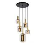 Hanglamp 5 Lichts Zwart Goud FUMÉ JOANET - Lucide