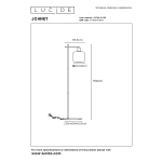 Technische tekening vloerlamp Joanet zwart goud fumé met afmetingen 150 cm