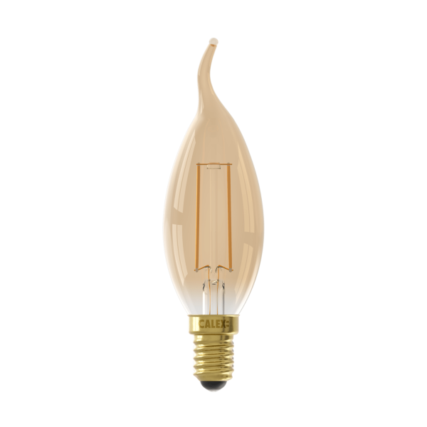 Calex E14 LED kaarslamp goud glas met vlamtip dimbaar
