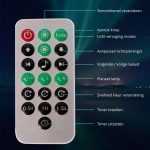 Afstandsbediening met knoppen voor sterrenhemel projector en timerfunctie