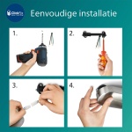 Stappenplan voor montage van plafondspot met gereedschap en kabels