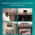 Zwarte plafondspots met gerookt glas toegepast in diverse interieursettings