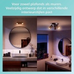 Zwarte plafondspot met verstelbare lampen boven wastafel in moderne badkamer