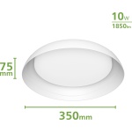 Witte ronde Philips plafondlamp met maten 350 bij 75 millimeter