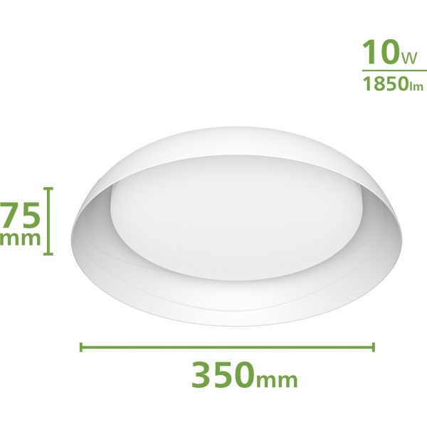 Witte ronde Philips plafondlamp met maten 350 bij 75 millimeter