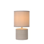 Beige ronde tafellamp met stoffen kap en E14 fitting