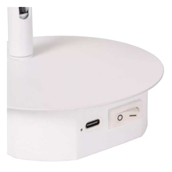 Witte oplaadbare bedlamp met schakelaar en usb c aansluiting