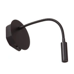 Zwarte oplaadbare bedlamp met flexibele verstelbare arm en magneetbevestiging