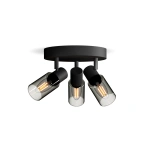 Philips PALMS Plafondspot 3 Lichts Zwart Rond Met Gerookt Glas