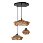 Hanglamp met drie rotan kappen in naturel kleur