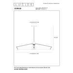 Technische tekening hanglamp rotan naturel 70 cm met afmetingen.