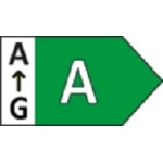 Energielabel met groene balk en klasse A aanduiding.