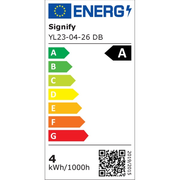 Energielabel voor Philips Bustan wandlamp met klasse A en verbruik 4kWh
