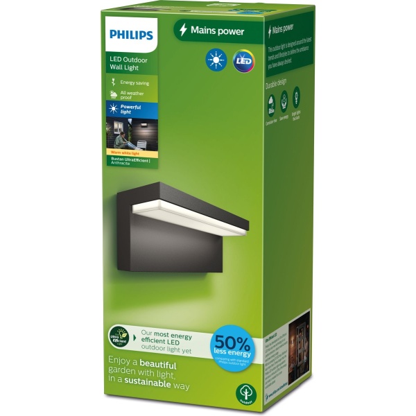 Philips Bustan wandlamp antraciet LED warmwit licht