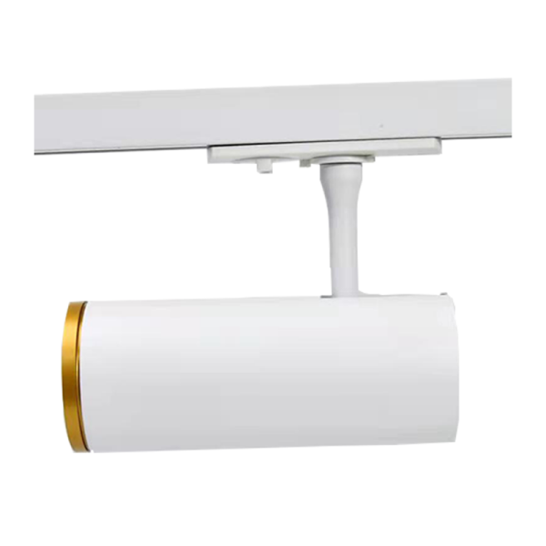 Witte railspot met gouden ring voor 1-fase railverlichting