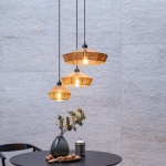 Hanglamp 3 Lichts Rotan Naturel YUNKAI - Lucide