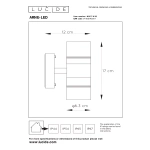 Technische tekening wandlamp 2-lichts up down zwart 17x12 cm