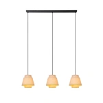 Beige hanglamp met drie lichtpunten en zwarte ophanging Lucide
