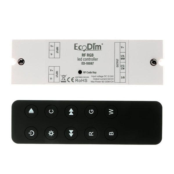 50-100003_no (1) LED strip afstandsbediening set met zwarte controller EcoDim