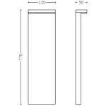 Philips Bustan tuinpaal maat tekening met hoogte breedte en diepte