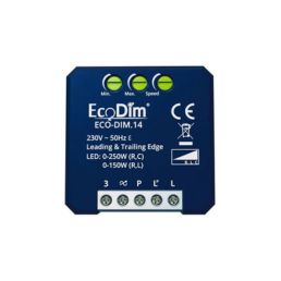 Dimmer module blauw met aansluitklemmen en instelknoppen