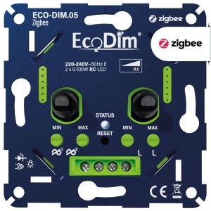 Zigbee LED Dimmer DUO Inbouw 2x 0-100W - EcoDim