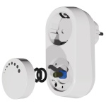 Witte Z-Wave stekkerdimmer met afneembare draaiknop en instelbare bediening.
