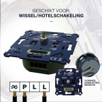 Zwarte EcoDim Z-Wave LED dimmer inbouwmodule met aansluitmogelijkheden zichtbaar