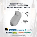 Witte snoerdimmer voor LED lampen met ronde draaiknop