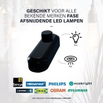 Zwarte snoerdimmer voor LED lampen 0-50W EcoDim