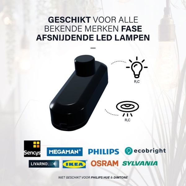ecodim08-zwart-geschikte-lampen Zwarte snoerdimmer voor LED lampen 0-50W EcoDim