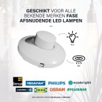 Witte vloerdimmer voor LED lampen met draaiknop en schakelaar