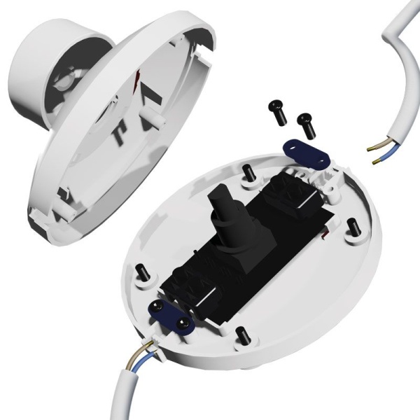 ecodim09-wit-onderdelen Witte vloerdimmer voor LED met losse onderdelen en bekabeling