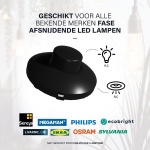 Zwarte vloerdimmer voor LED lampen met ronde draaiknop